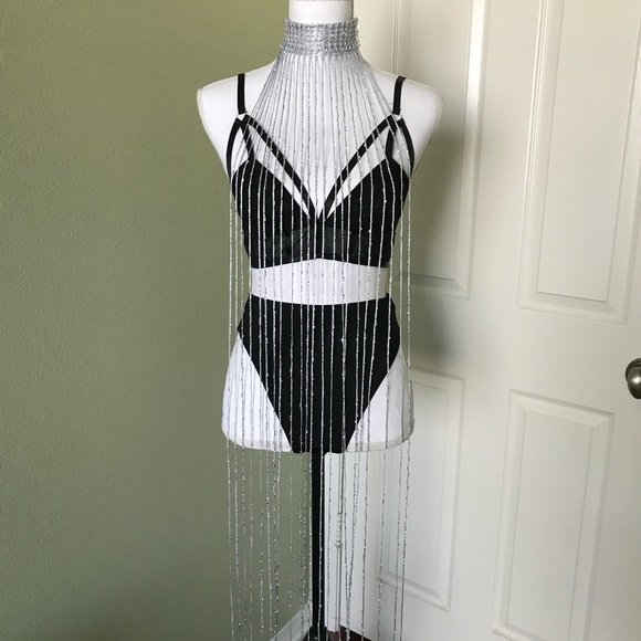 *NEW COLORS* REIGN- Sparkle Fringe Tassel Choker - Picture 3 of 7